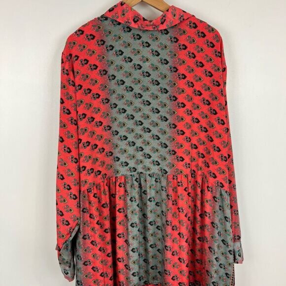 Raga Women's 2X Plus Red Orange Navy Blue Boho Maxi Dress Gown Long Sleeve Boho - Picture 15 of 15